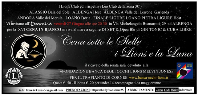 Locandina Cena sotto le stelle - I Lions e la Luna 27 giugno 2025