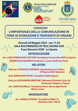 Locandina Convegno  - L'importanza della comunicazione in tema donazione e trapianto (SP) 29 maggio 2025