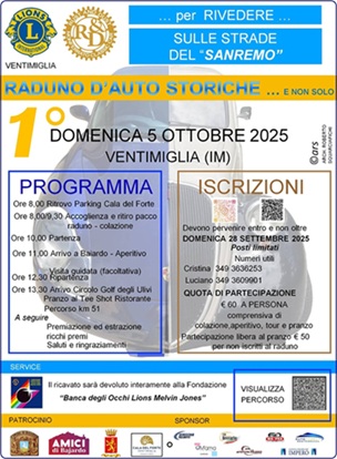 Locandina Raduno auto storiche - 5 ottobre 2025