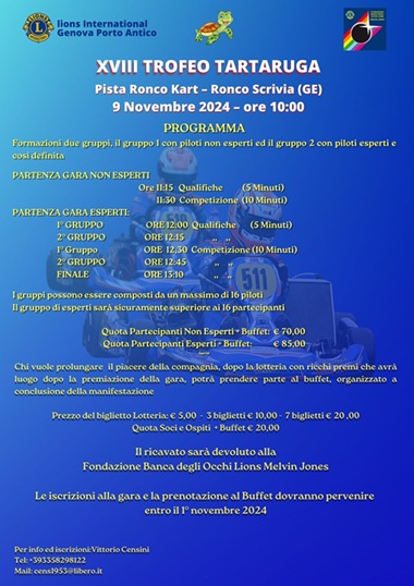 Locandina Trofeo Tartaruga - Pista Ronco Kart Ronco Scriva (ge) sabato 9 novembre 2024